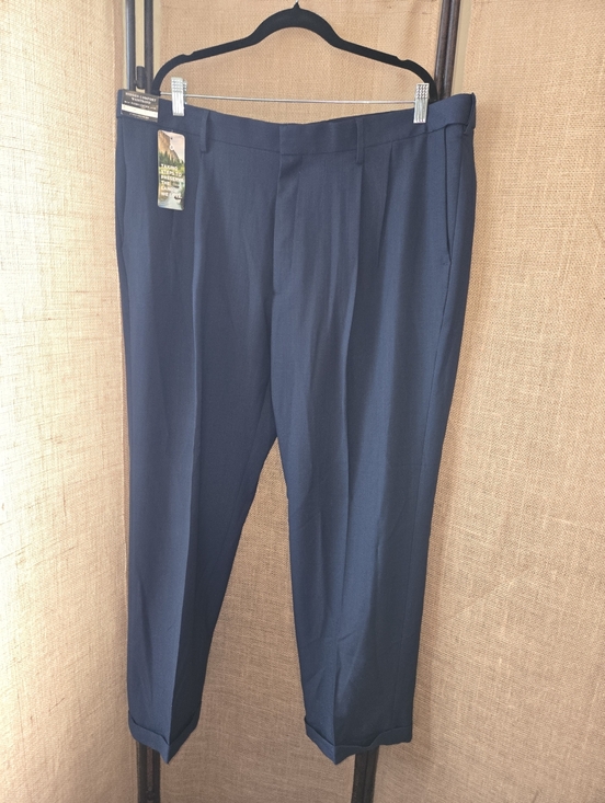 Haggar Other - NWT Men's Haggar Classic Front Pleat Stretch Stria Navt Dress Pant 40W X 30L